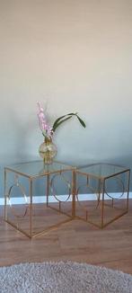 Twee gouden bijzettafels van zara home in art deco stijl, Ophalen, Gebruikt