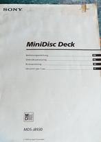 Sony manual voor MDS JB930., Audio, Tv en Foto, Walkmans, Discmans en Minidiscspelers, Ophalen of Verzenden, Minidisc-speler