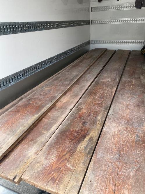 +/_ 40m2 grenen vloerplanken / vloerhout 4 cm dik 18e eeuw, Doe-het-zelf en Verbouw, Hout en Planken, Gebruikt, Plank, Grenen