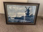 Delfts Blauw Tegeltableau met Molen, Antiek en Kunst, Ophalen