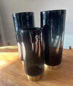 PTMD vaas / pot Maureen Grey XL rookglas goudkleurig, Huis en Inrichting, Woonaccessoires | Vazen, Ophalen of Verzenden, Zo goed als nieuw