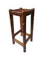 Unieke vintage/antieke Franse modernist brutalist barkruk, Huis en Inrichting, Krukjes, Ophalen, Gebruikt, Hout