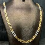 14k gouden koningsketting platte schakel massief 70cm, Sieraden, Tassen en Uiterlijk, Kettingen, Ophalen of Verzenden, Zo goed als nieuw