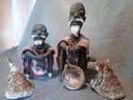 Stel houten beeldjes uit Mali West Afrika, zittende mannen, Antiek en Kunst, Ophalen of Verzenden