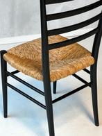 Jaren 70 eetkamerstoelen 3x vintage zwart riet prijs p/stuk, Riet of Rotan, Drie, Gebruikt, Vintage