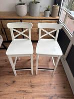 2 IKEA Ingolf Barkrukken met Rugleuning, Huis en Inrichting, Stoelen, Twee, Wit, Ophalen of Verzenden, Zo goed als nieuw