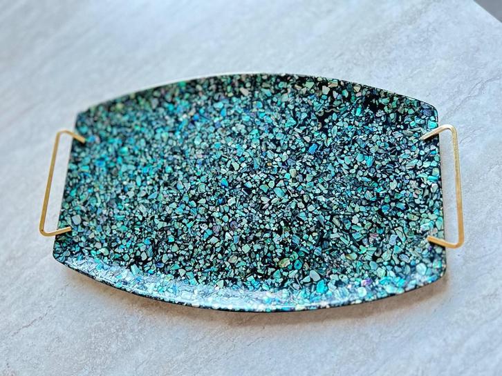 Exclusief Paua shell dienblad uit 1960, Antiek en Kunst, Antiek | Keramiek en Aardewerk, Ophalen of Verzenden