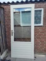 Witte Buitendeur met Glas, Doe-het-zelf en Verbouw, Deuren en Horren, Ophalen, Gebruikt, 80 tot 100 cm, 200 tot 215 cm