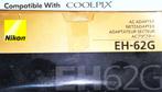 NIKON EH-62 EH-62G EH-62E Adapter COOLPIX S 4.2V 1.5A 6.3W, Ophalen of Verzenden, Nieuw