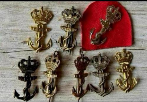 Kops Mariniers Baretembleem Oud Messing Anker, Verzamelen, Militaria | Algemeen, Marine, Embleem of Badge, Nederland, Verzenden