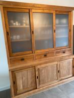 Massief houten buffet / vitrine kast, Ophalen, Gebruikt, 200 cm of meer, 150 tot 200 cm