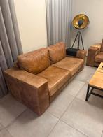 Ruige Leren bank, 3 zits bank, Ophalen, Gebruikt, Leer