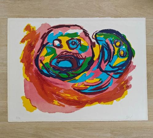 Karel Appel - "Deux Têtes" - Zeldzame Lihografie, Antiek en Kunst, Kunst | Litho's en Zeefdrukken, Ophalen of Verzenden