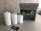 3 nep wax kaarsen met afstandsbediening, Ophalen of Verzenden, Zo goed als nieuw, Overige materialen, Minder dan 25 cm
