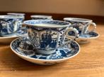 Set van 6 antieke Mosa Maastricht Lange Lijs kop en schotel, Antiek en Kunst, Antiek | Servies compleet, Ophalen of Verzenden