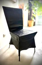Unieke zwart leren eetkamerstoelen 6x (Gerard van den Berg), Huis en Inrichting, Stoelen, Ophalen, Zwart, Zo goed als nieuw, Vijf, Zes of meer stoelen
