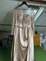 Beige satijnen galajurk maat M/L - 1x gedragen, Kleding | Dames, Gelegenheidskleding, Maat 38/40 (M), Galajurk, Beige, Ophalen of Verzenden