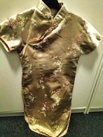 Chinese jurk goudkleurig maat 14, Ophalen of Verzenden, Zo goed als nieuw, Maat 38/40 (M), Onder de knie