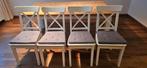 4 IKEA Ingolf stoelen met kussens, Huis en Inrichting, Ophalen, Zo goed als nieuw, Wit, Vier