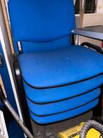 4 stapelbare kantooratoelen met atoffen bekleding, Huis en Inrichting, Stoelen, Ophalen, Zo goed als nieuw