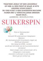 Suikerspin machine verhuur, Ophalen of Verzenden, Zo goed als nieuw, Overige
