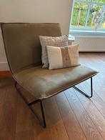 Moderne groene fauteuil, Huis en Inrichting, Fauteuils, Ophalen, Zo goed als nieuw, Metaal, 75 tot 100 cm
