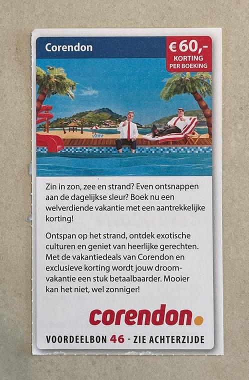 Corendon Postcodeloterij Voordeelbon €60 korting per boeking, Tickets en Kaartjes, Kortingen en Cadeaubonnen, Drie personen of meer
