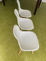 3 Witte Kuipstoelen - Gebruikt, Huis en Inrichting, Stoelen, Ophalen, Kunststof, Gebruikt, Drie