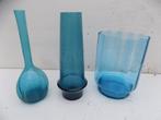 vazen Glas blauw glazen vazen vintage bloemenvaas vaas vazen, Huis en Inrichting, Minder dan 50 cm, Glas, Blauw, Gebruikt