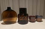2 x bruine Zara Home vaas en 2 x bruine HKliving kom, nieuw, Ophalen, Zo goed als nieuw, Overige materialen, Minder dan 25 cm