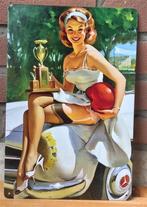 50's PIN UP Fifties Girl auto Metalen Wandbord Gil ELVGREN, Verzamelen, Retro, Verzenden