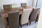 Eettafel 100x200cm met 6 stoelen, Huis en Inrichting, Tafels | Eettafels, 50 tot 100 cm, Gebruikt, Rechthoekig, Eikenhout