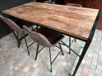 Bartafel met 4 hoge stoelen., Huis en Inrichting, Tafels | Statafels, Ophalen, Gebruikt