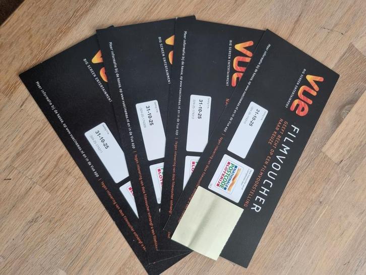 4x Filmvoucher VUE voor een film naar keuze (ma t/m zo)., Tickets en Kaartjes, Filmkaartjes, Drie personen of meer, Vrijkaartje alle films