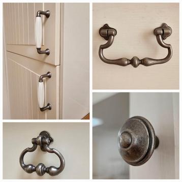 Hierbij bied ik verschillende grepen en een knop in tin look beschikbaar voor biedingen