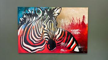 Schilderij Zebra, van kunstschilder Felix, 150x100 beschikbaar voor biedingen