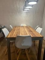 Mooie eettafel met 6 stoelen, 100 tot 150 cm, Eikenhout, Ophalen of Verzenden, Zo goed als nieuw