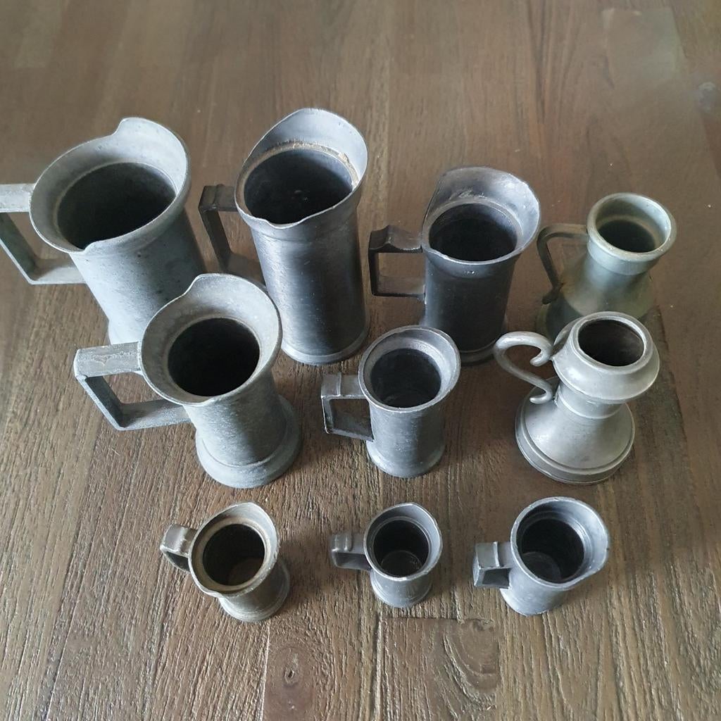 Collectie Tinnen Miniatuur Kannetjes, Antiek en Kunst, Antiek | Tin, Ophalen of Verzenden