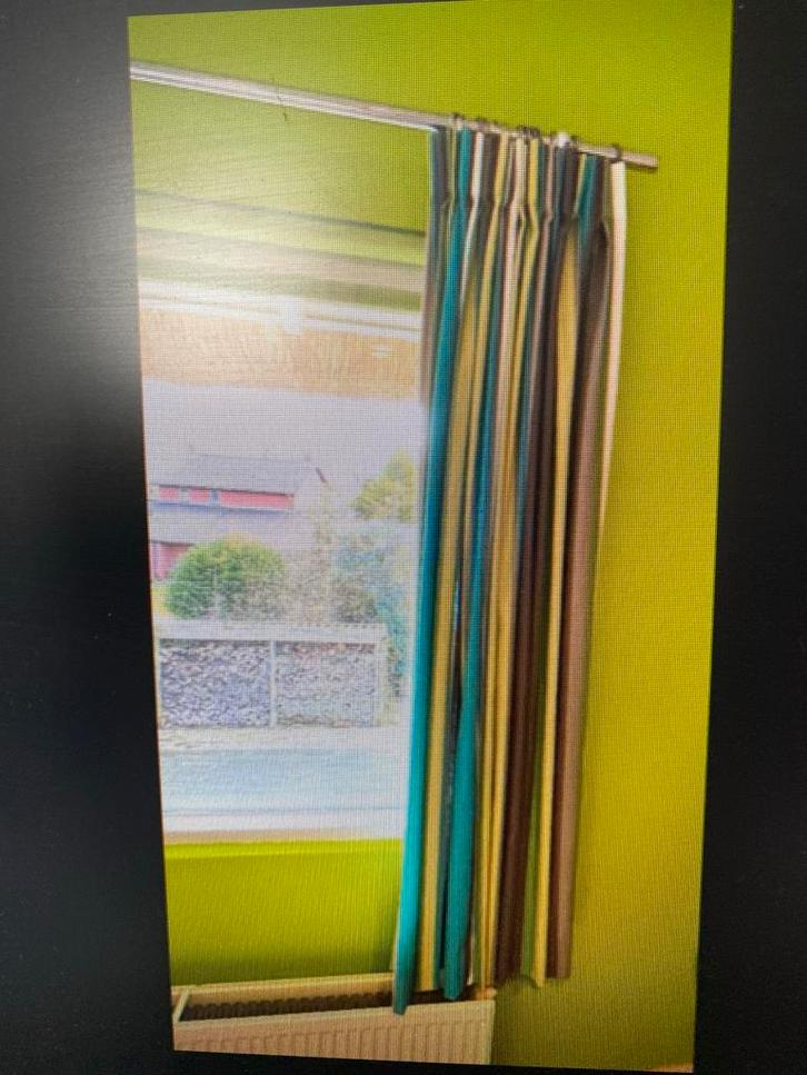 2x Gestreepte gordijnen met ophangstang, Huis en Inrichting, Stoffering | Gordijnen en Lamellen, 100 tot 150 cm, 100 tot 150 cm