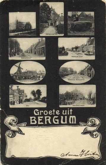 Groete uit Bergum - 9 afb - B-keus - 1905 gelopen beschikbaar voor biedingen