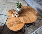 Mangohout 3-delige salontafel set | LivingFurn, Huis en Inrichting, Tafels | Salontafels, Ophalen, Zo goed als nieuw, Rond, Minder dan 50 cm