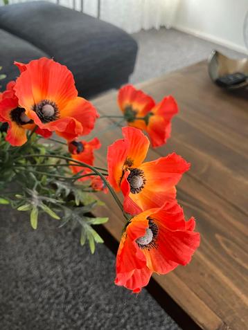 Kunstbloemen - Rode Papavers beschikbaar voor biedingen