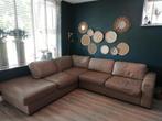 echt leren hoekbank taupe beige, Huis en Inrichting, Banken | Complete zithoeken, Ophalen, Gebruikt, Leer
