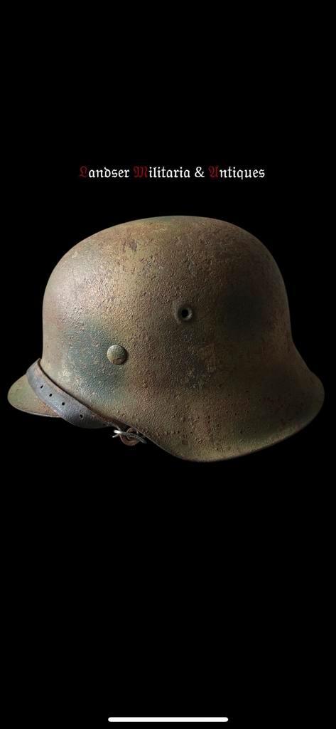 WW2 Normandie 3-tone camo M42 helm, Verzamelen, Militaria | Tweede Wereldoorlog, Helm of Baret, Duitsland, Ophalen of Verzenden