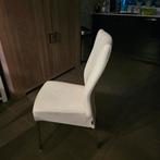 6 Witte Lederen Eetkamerstoelen, Huis en Inrichting, Stoelen, Wit, Ophalen of Verzenden, Zo goed als nieuw, Metaal