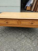 Massief eiken salontafel met laadjes, Ophalen, 100 tot 150 cm, 50 tot 100 cm, Zo goed als nieuw