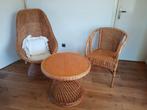 Rotan set, gratis ophalen, Huis en Inrichting, Fauteuils, Ophalen, Gebruikt, Riet of Rotan, Minder dan 50 cm