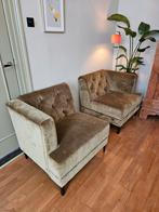 Bocx Elisa fauteuils (set van 2) – groen velours/velvet, Huis en Inrichting, Fauteuils, Ophalen, 75 tot 100 cm, Zo goed als nieuw