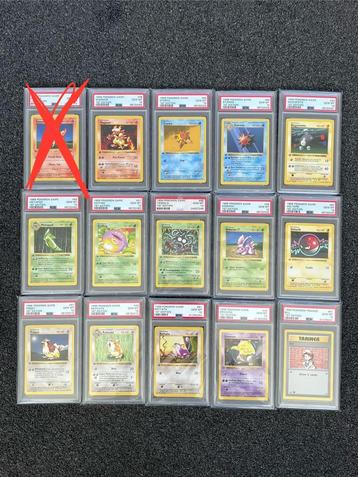 Pokémon 15x PSA 10 1st edition Base set kaarten! beschikbaar voor biedingen