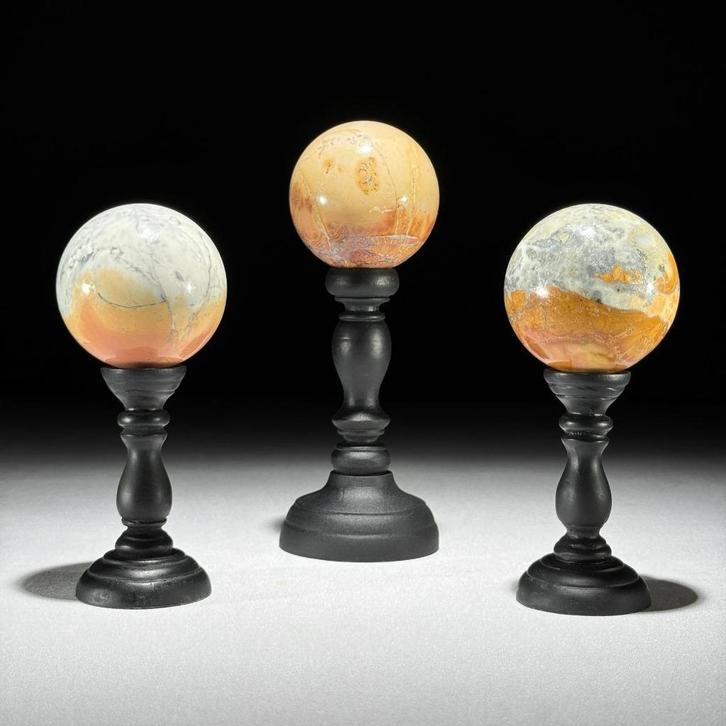 Set van 3 Maligano jaspis bollen, Verzamelen, Mineralen en Fossielen, Mineraal, Ophalen of Verzenden